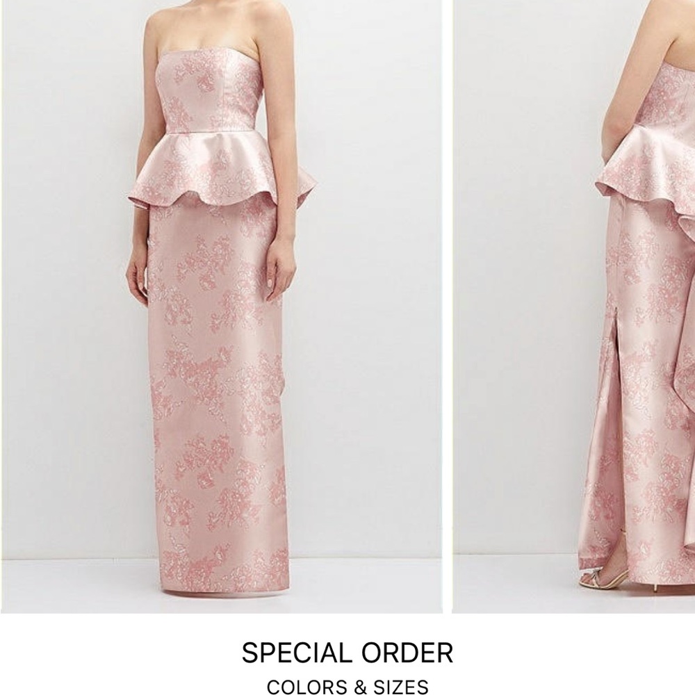 Alfred Sung Evening Gown with Peplum in Bow and Blossom Print